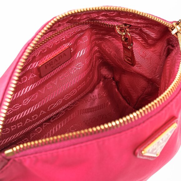 Prada Vintage Fuschia Pink Tessuto Nylon Wristlet Pouch - Picture 10 of 12